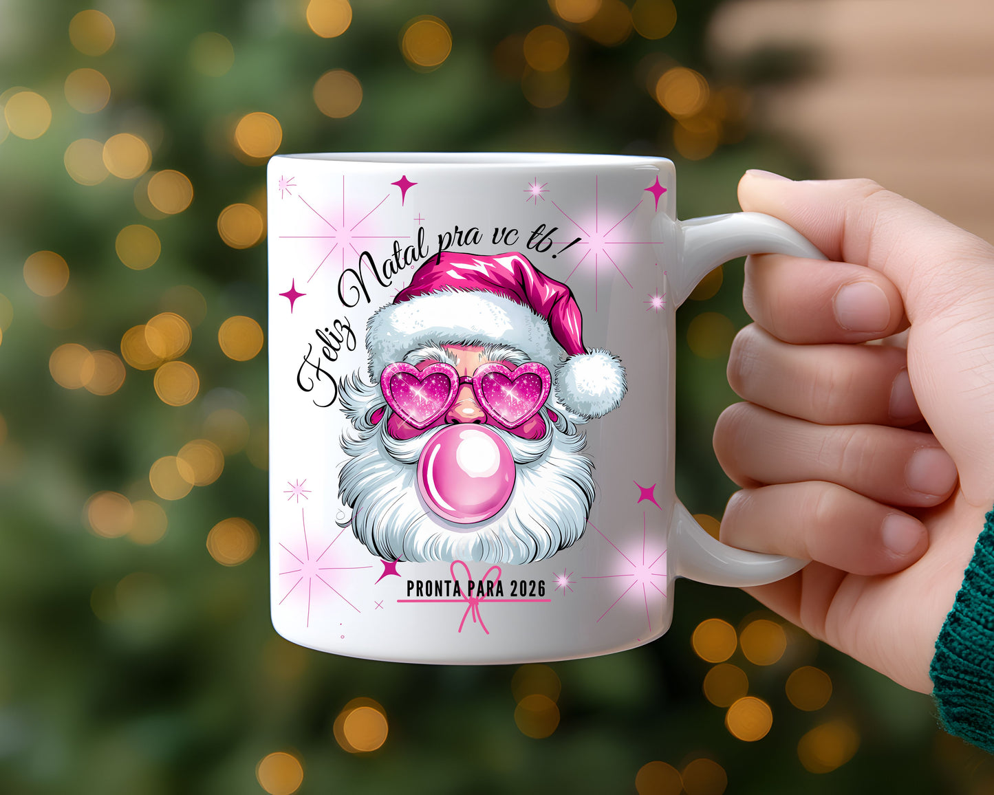 ESTAMPA PAPAI NOEL ROSA - NATAL 2025