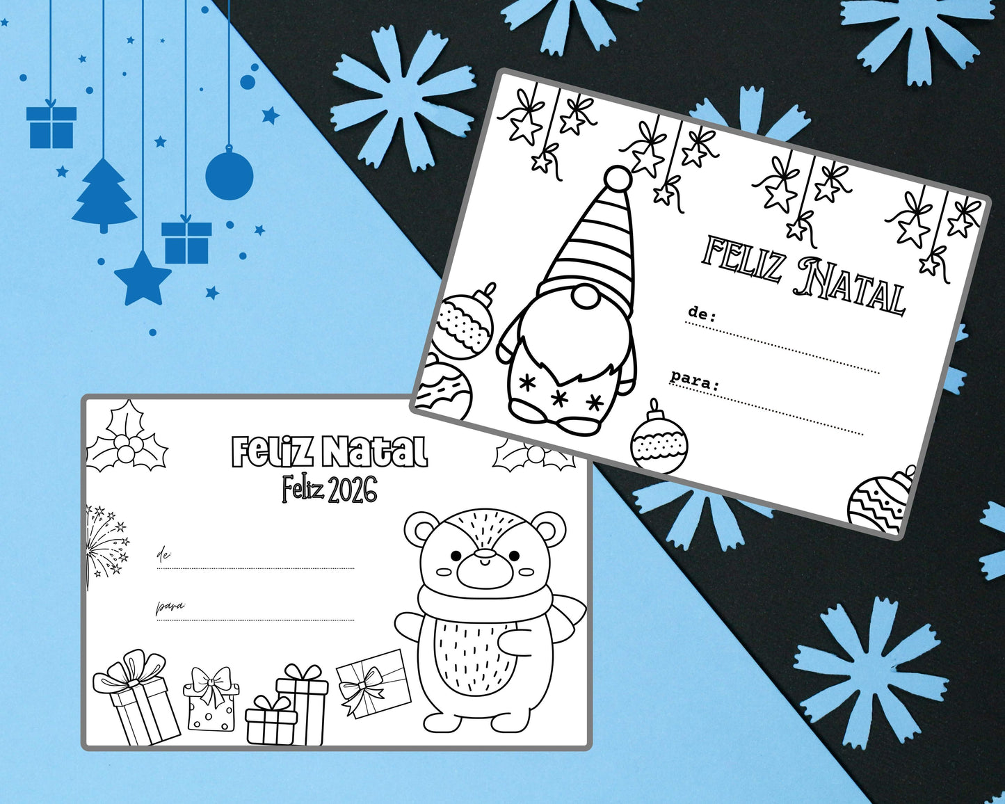 cartoes de natal para colorir  