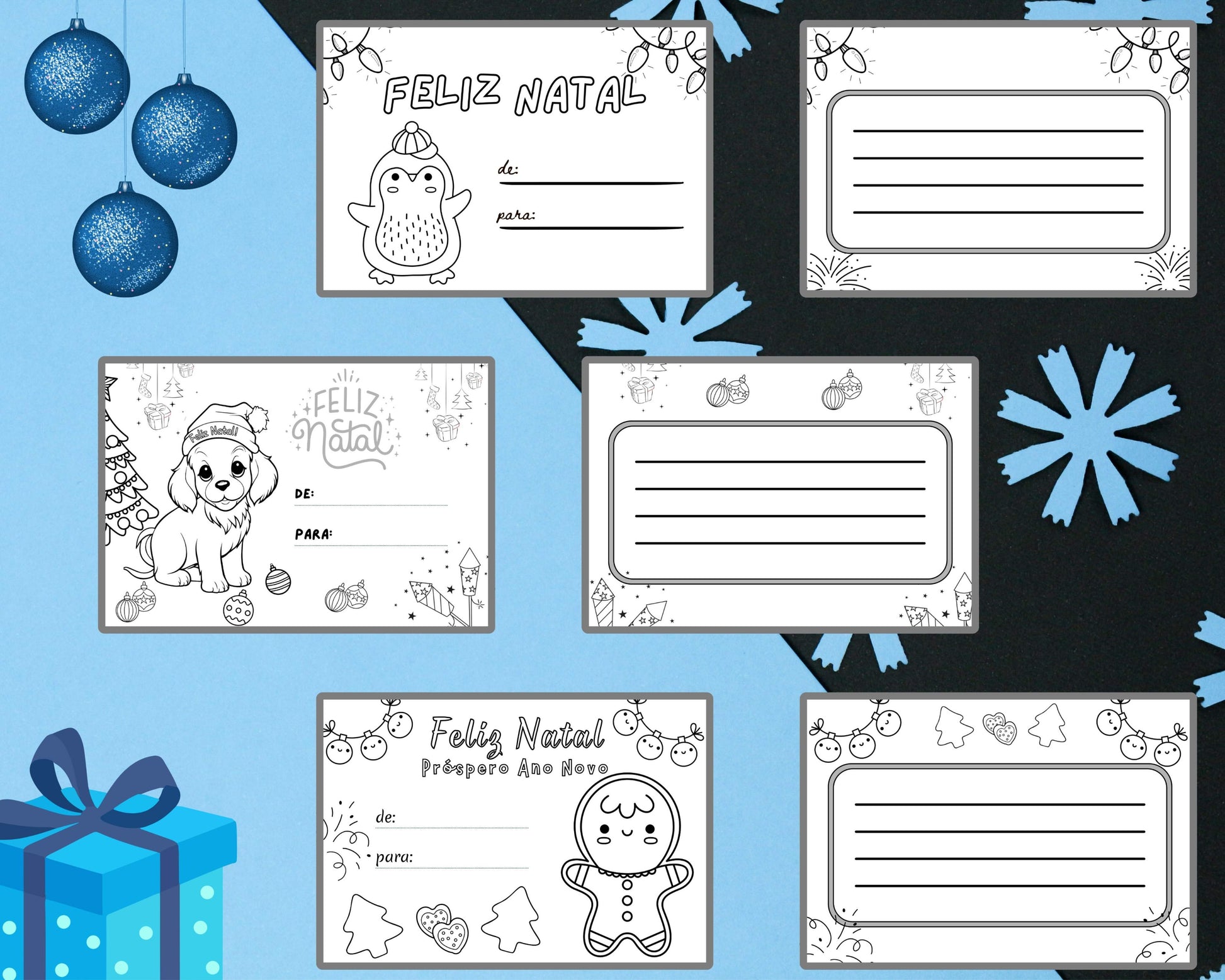 cartoes de natal para colorir 